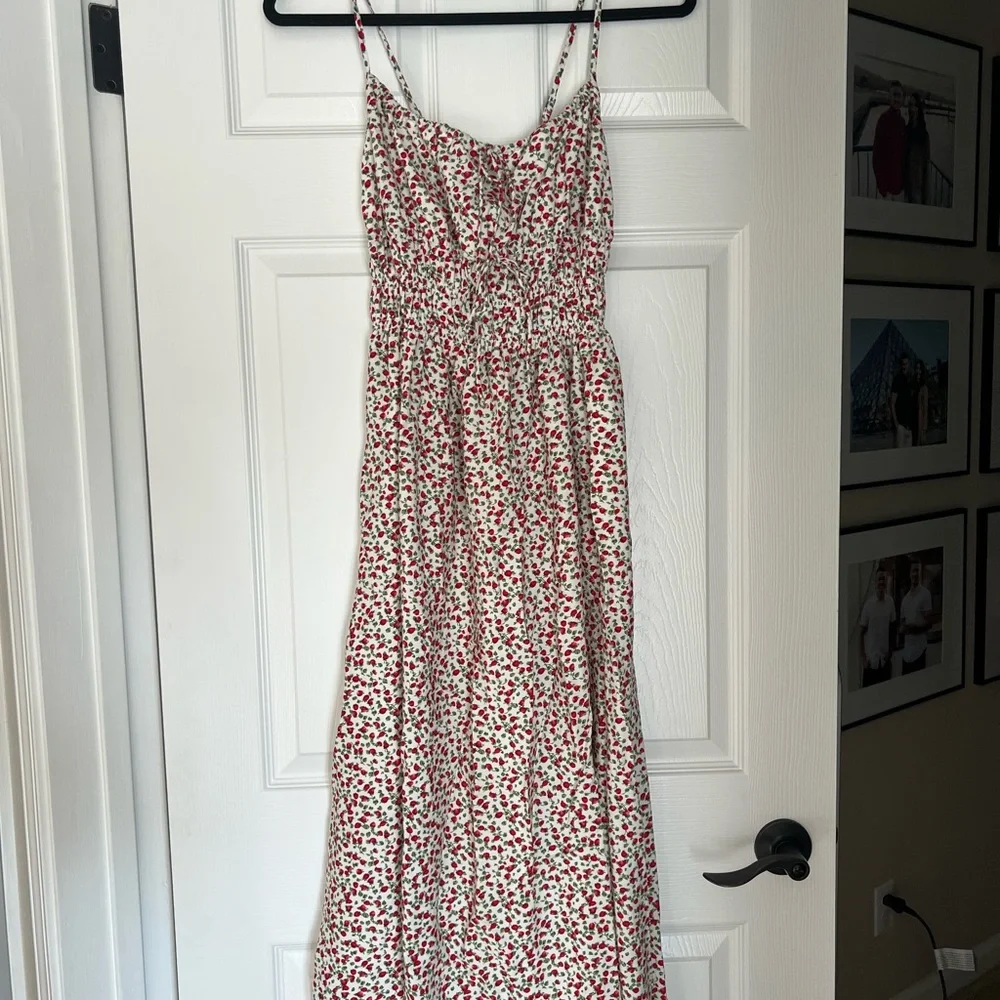 Abercrombie & Fitch Strawberry Milk Maid Smocked Maxi Dress